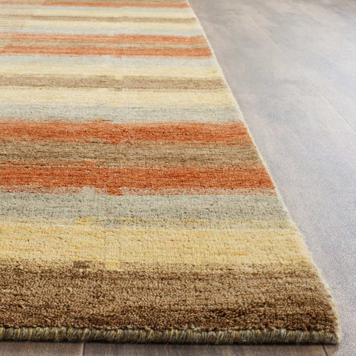 Ebern Designs Frann Handmade Flatweave Wool Brown/Orange/Yellow Rug